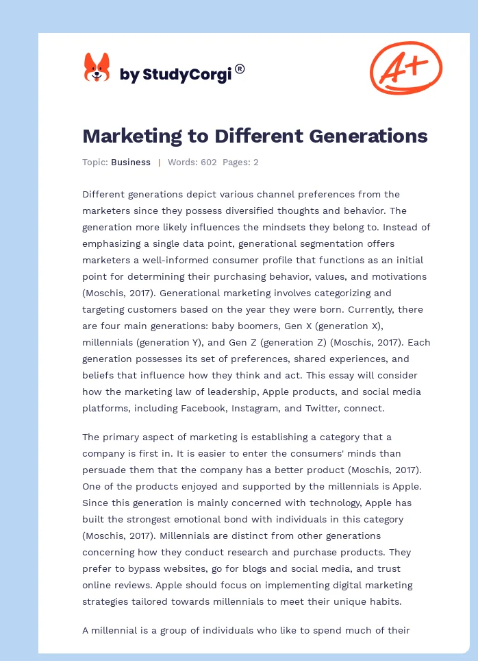 Marketing to Different Generations. Page 1