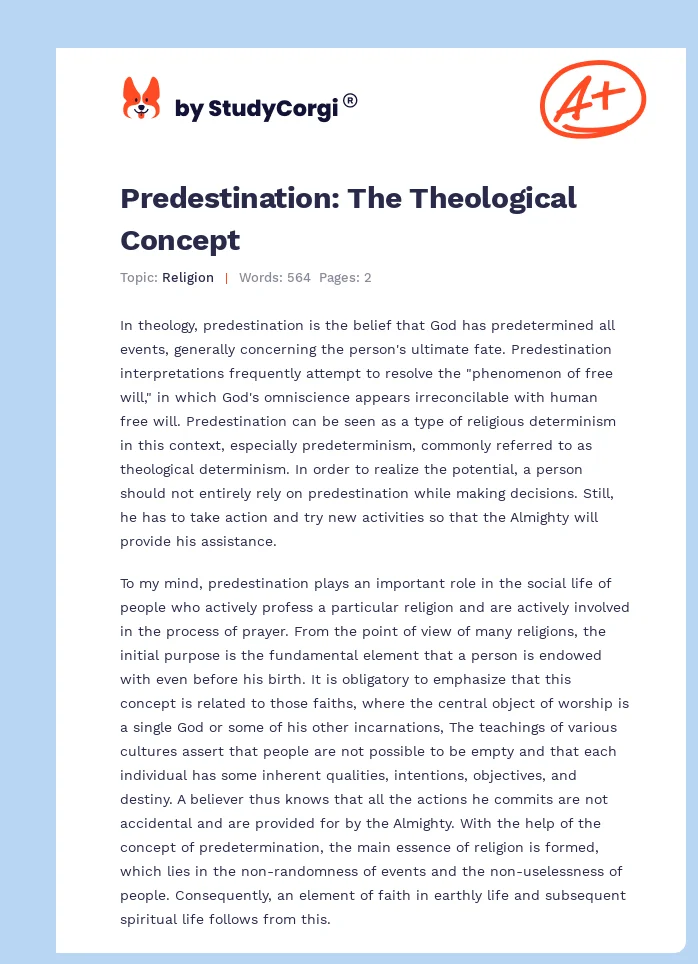 Predestination: The Theological Concept. Page 1