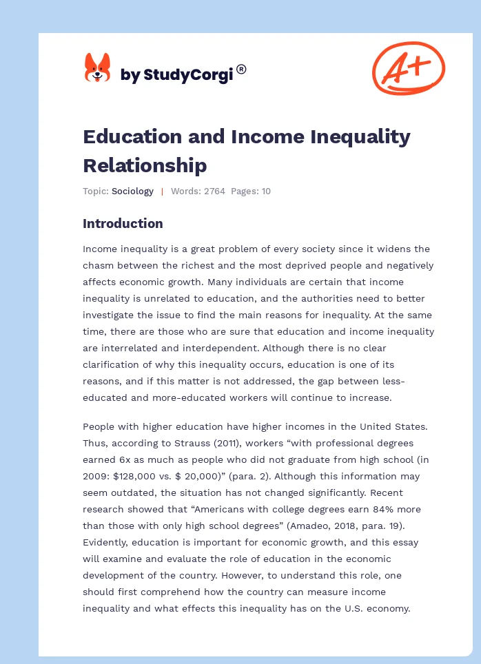Education and Income Inequality Relationship. Page 1