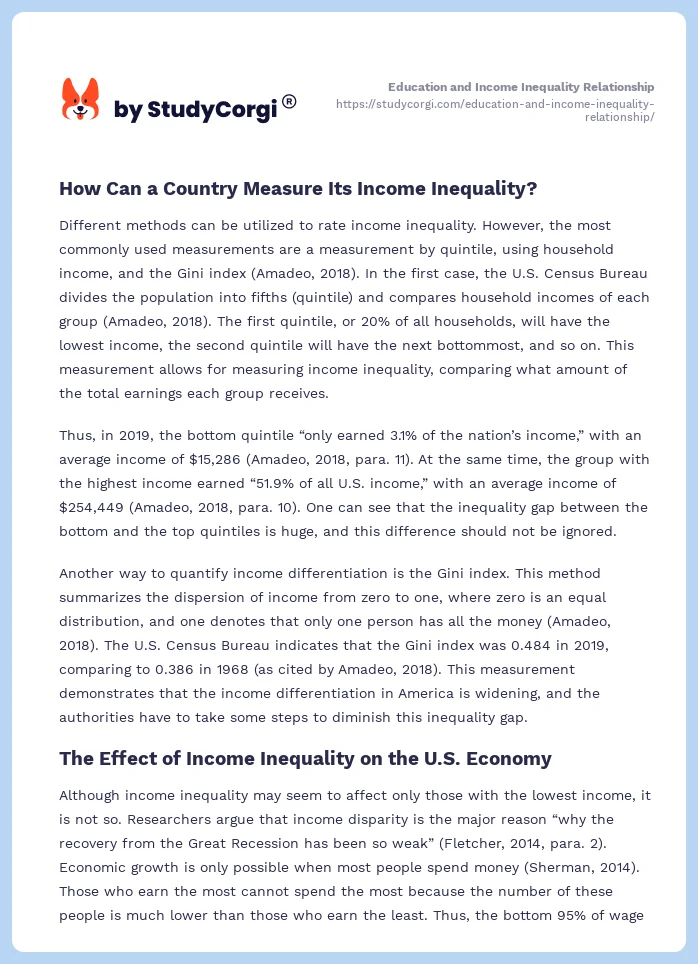 Education and Income Inequality Relationship. Page 2
