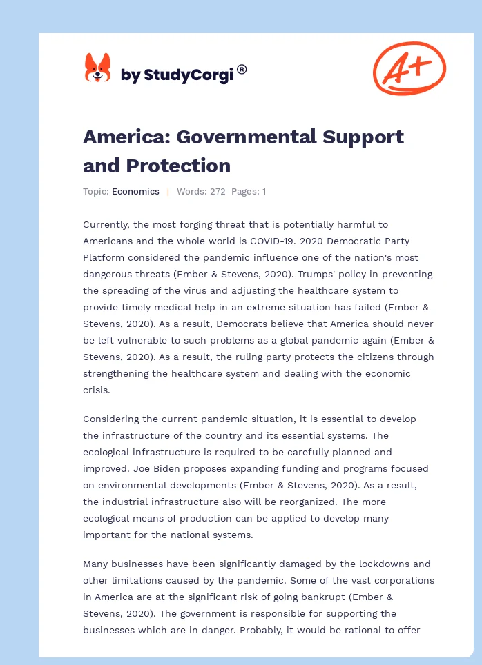 America: Governmental Support and Protection. Page 1