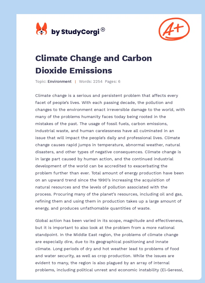 Climate Change and Carbon Dioxide Emissions. Page 1