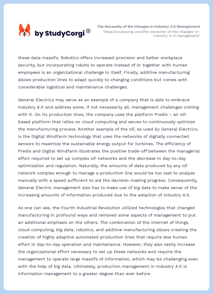 The Necessity of the Changes in Industry 4.0 Management. Page 2