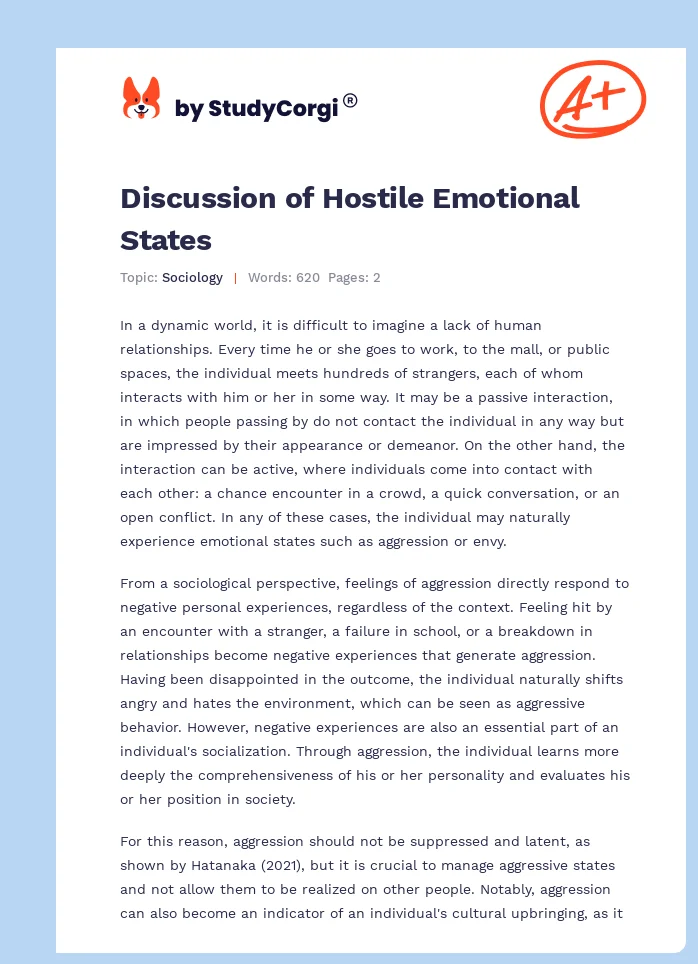 Discussion of Hostile Emotional States. Page 1
