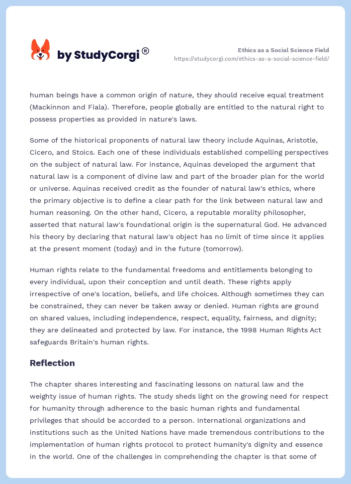 Ethics as a Social Science Field. Page 2