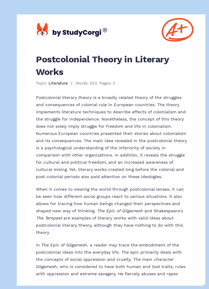 Postcolonial Theory in Literary Works. Page 1