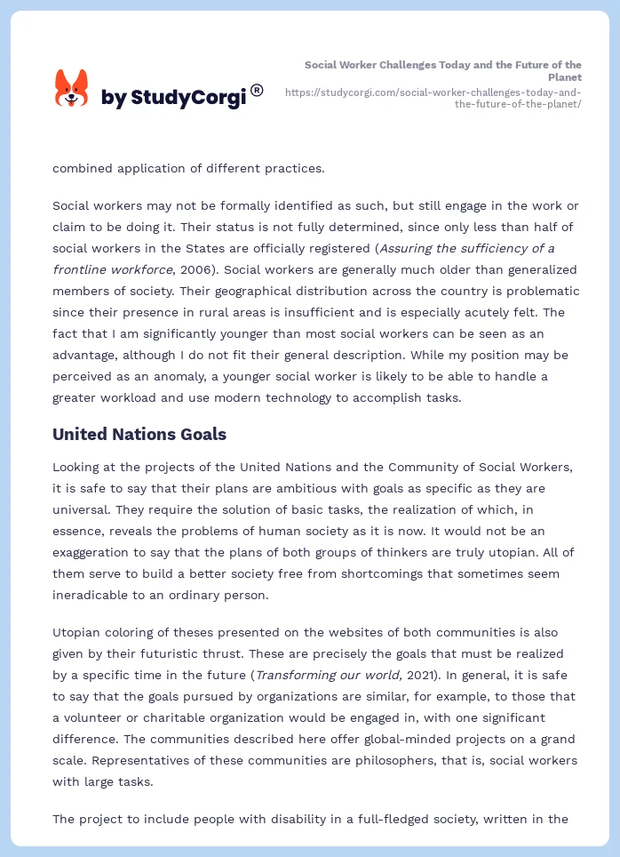 Social Worker Challenges Today and the Future of the Planet. Page 2