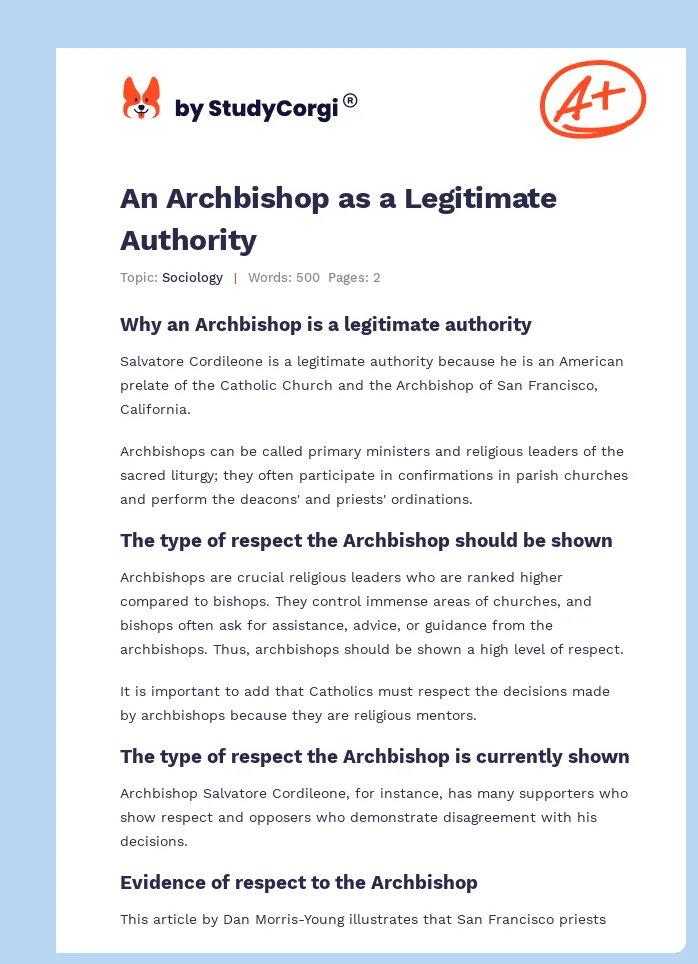 An Archbishop as a Legitimate Authority. Page 1