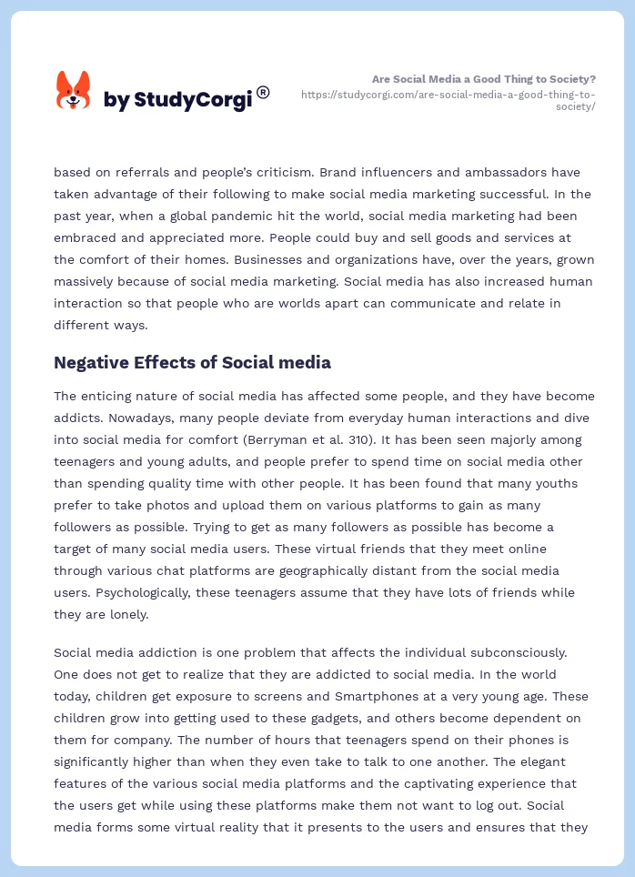 Are Social Media a Good Thing to Society?. Page 2