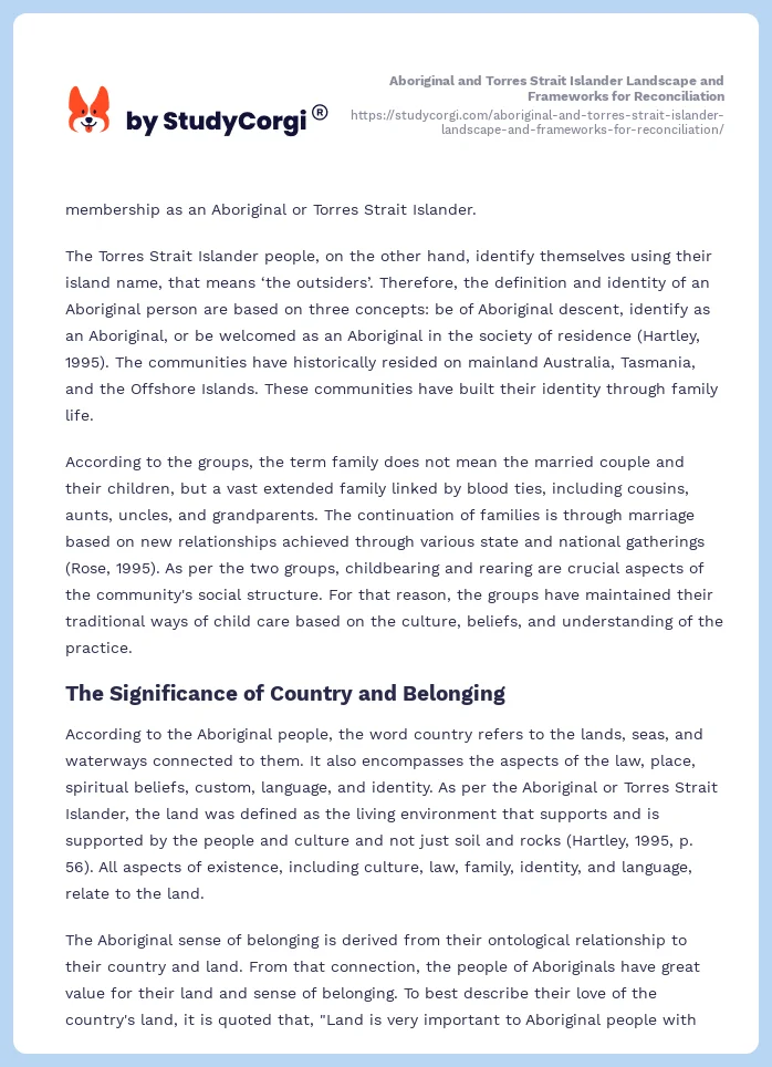 Aboriginal and Torres Strait Islander Landscape and Frameworks for Reconciliation. Page 2