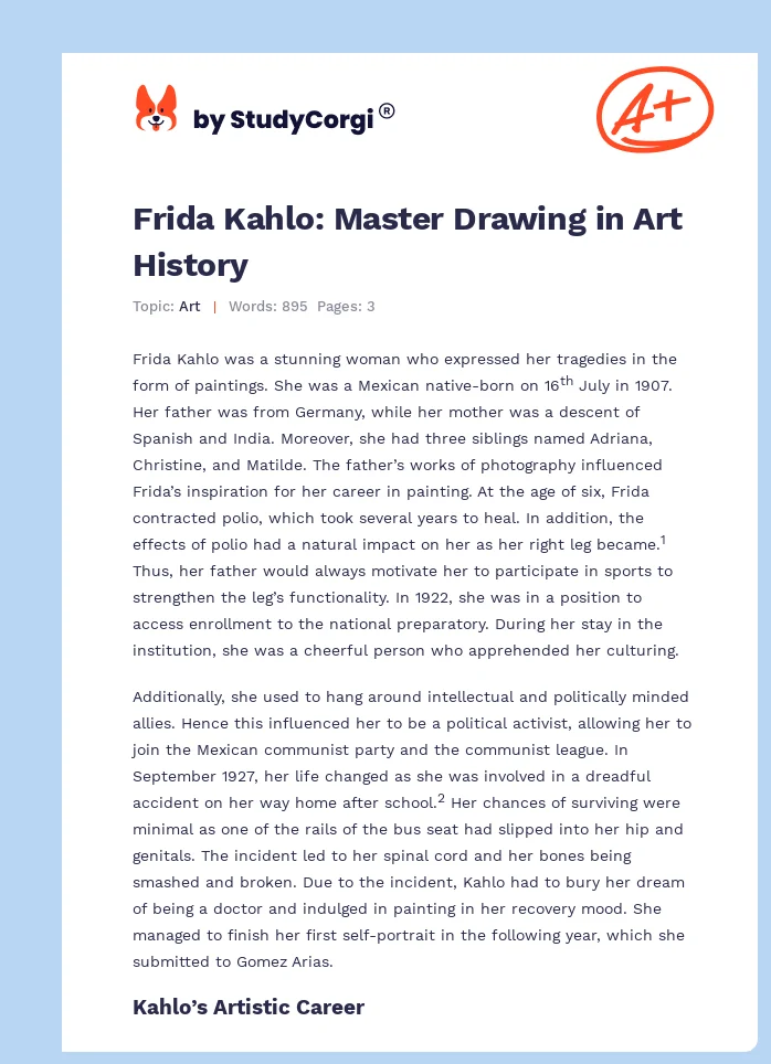 Frida Kahlo: Master Drawing in Art History. Page 1