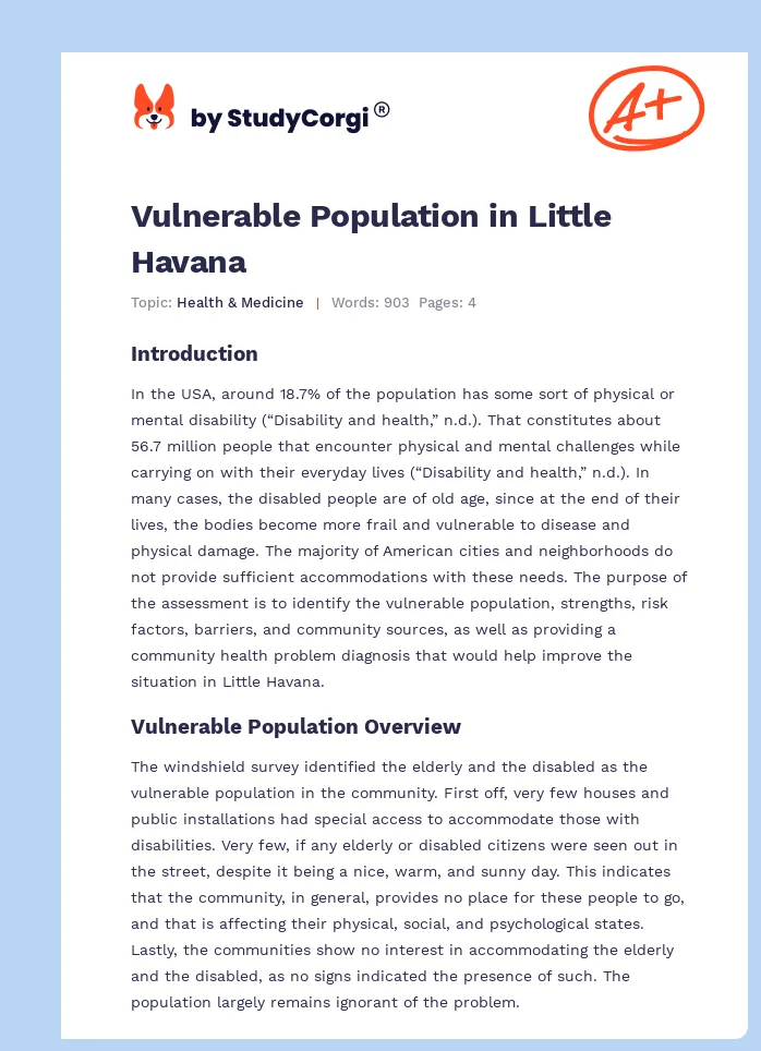 Vulnerable Population in Little Havana. Page 1