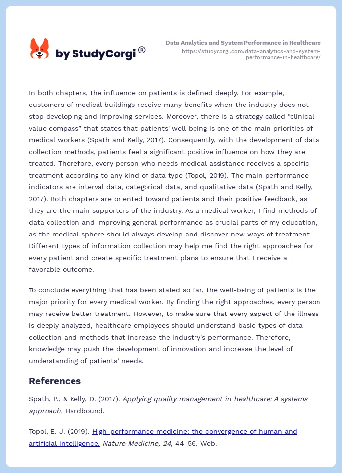 Data Analytics and System Performance in Healthcare. Page 2