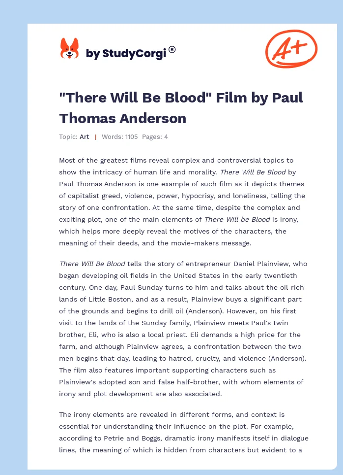"There Will Be Blood" Film by Paul Thomas Anderson. Page 1