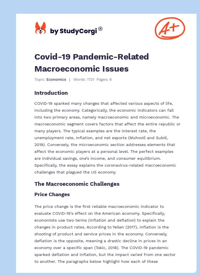 Covid-19 Pandemic-Related Macroeconomic Issues. Page 1