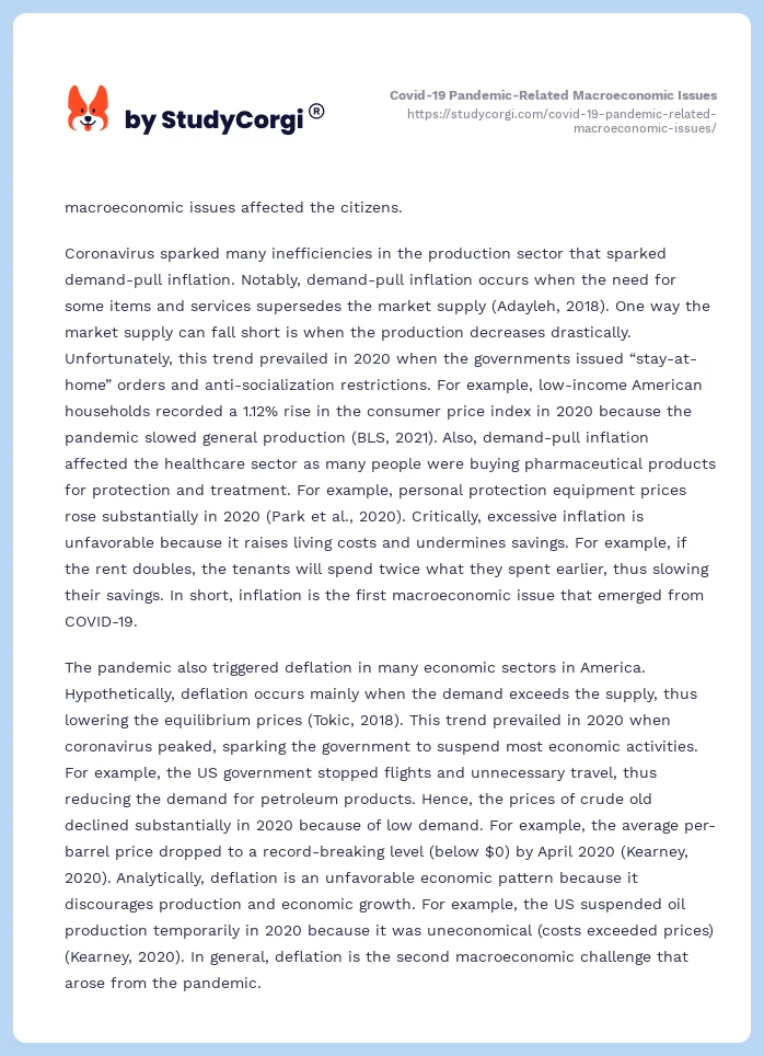 Covid-19 Pandemic-Related Macroeconomic Issues. Page 2