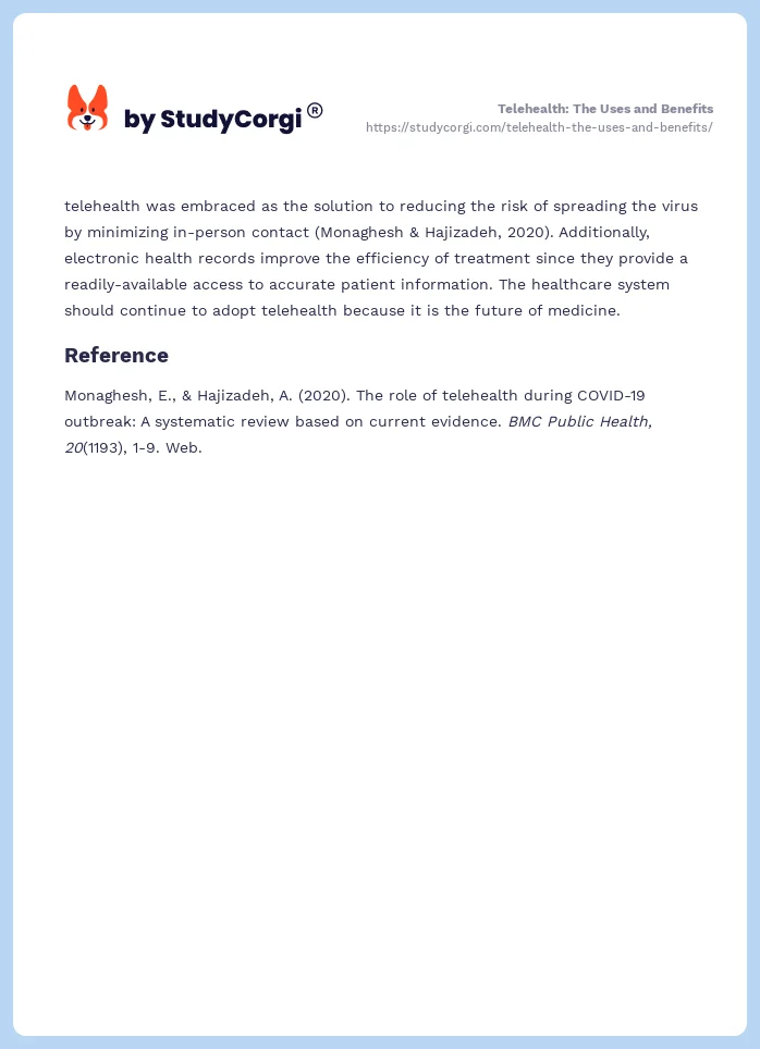 Telehealth: The Uses and Benefits. Page 2