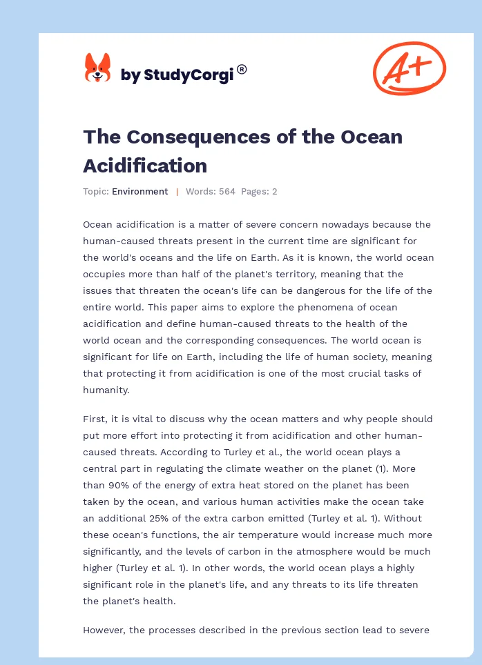 The Consequences of the Ocean Acidification. Page 1