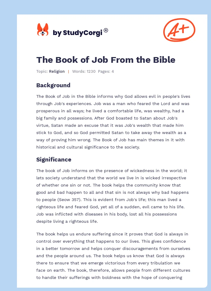The Book of Job From the Bible. Page 1