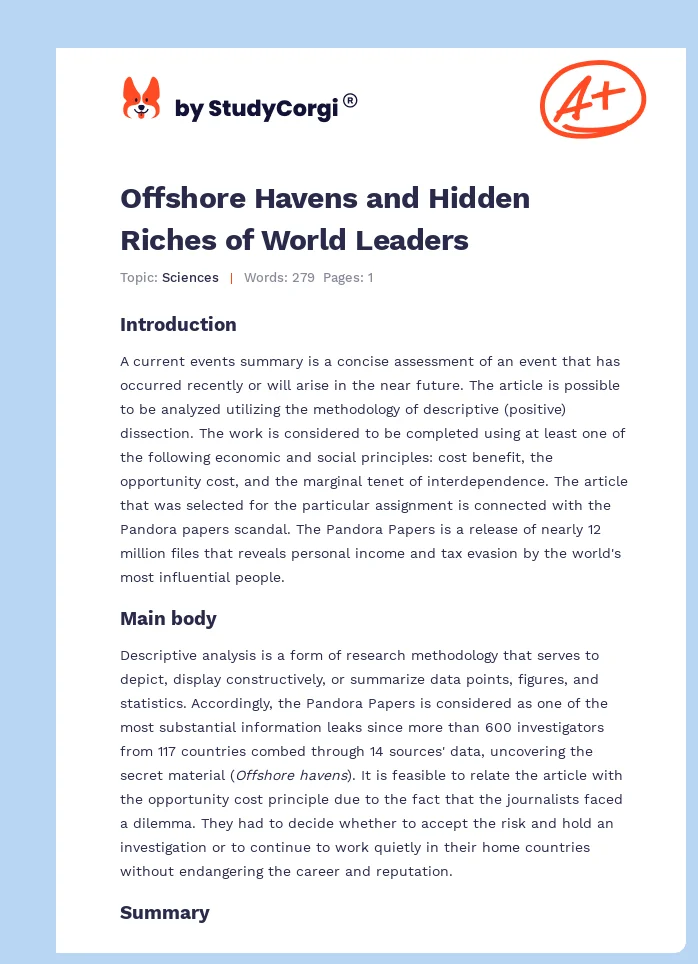 Offshore Havens and Hidden Riches of World Leaders. Page 1
