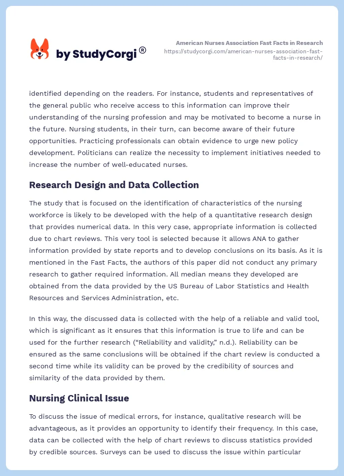 American Nurses Association Fast Facts in Research. Page 2
