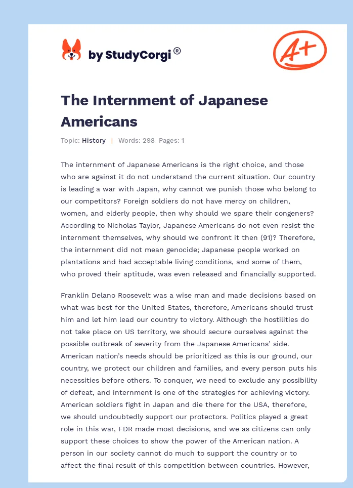 The Internment of Japanese Americans. Page 1