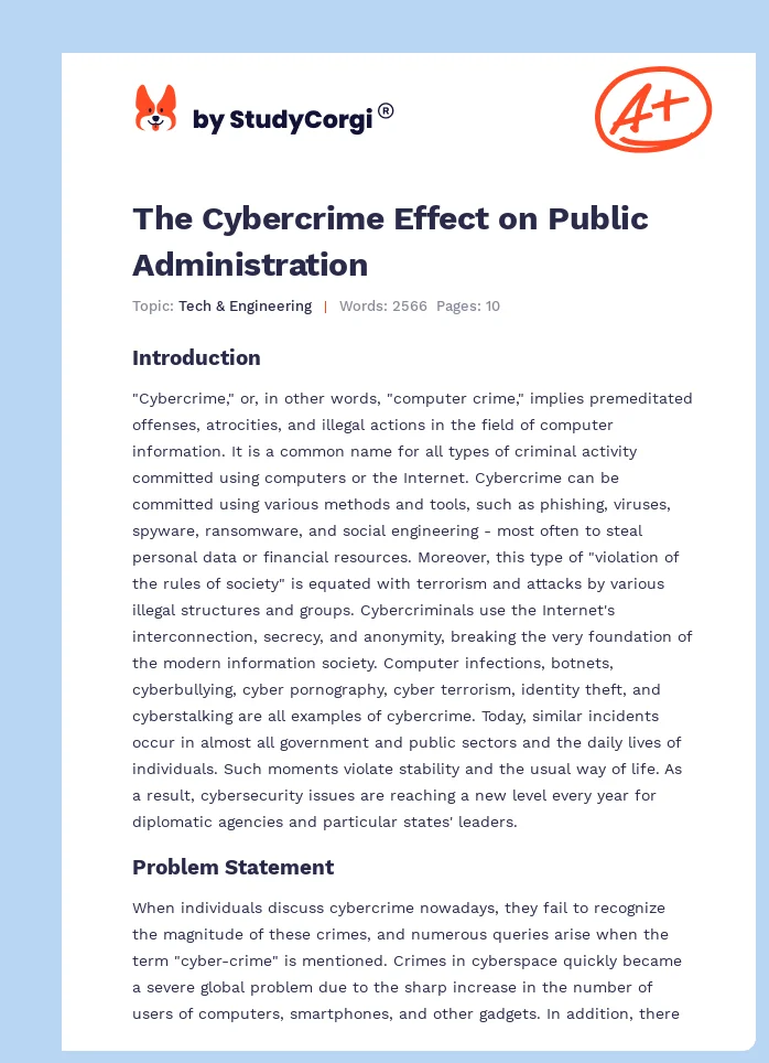 The Cybercrime Effect on Public Administration. Page 1