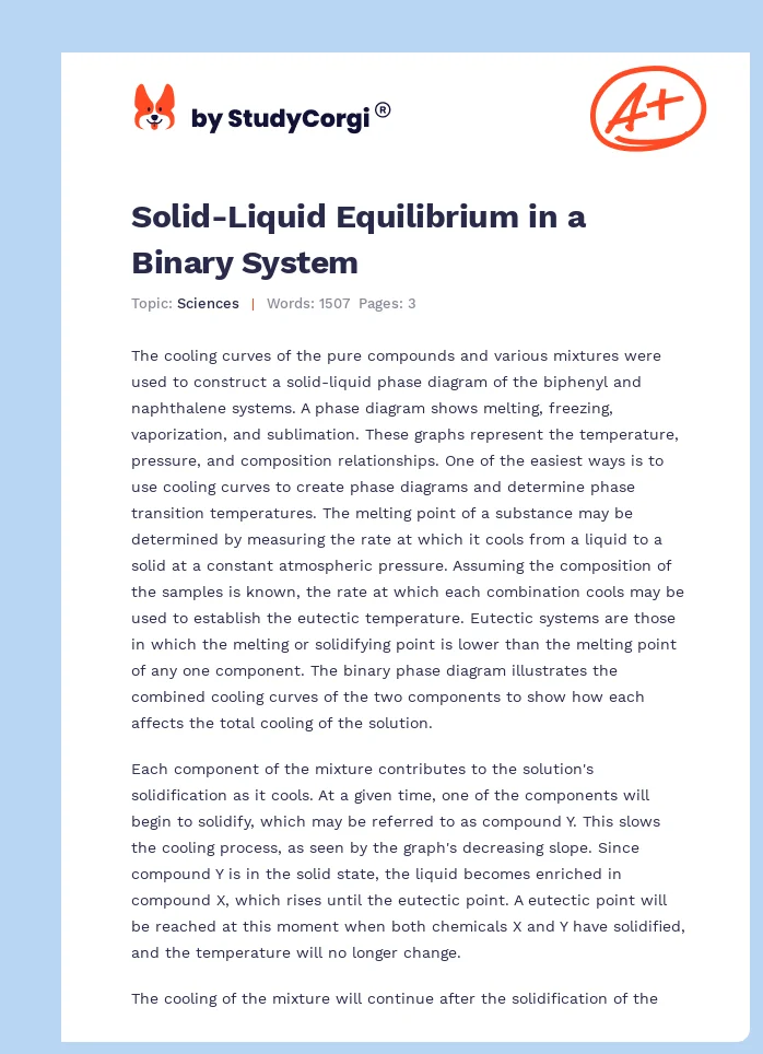 Solid-Liquid Equilibrium in a Binary System. Page 1