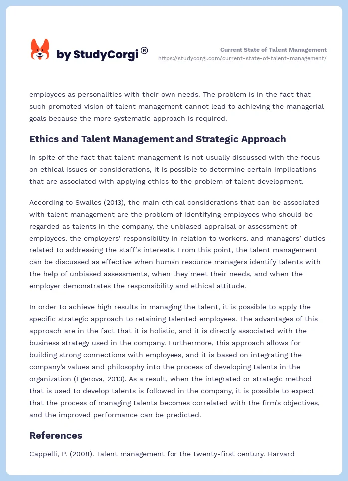 Current State of Talent Management. Page 2