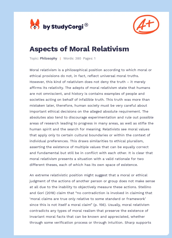 Aspects of Moral Relativism. Page 1