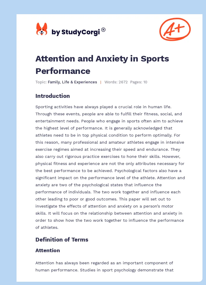 Attention and Anxiety in Sports Performance. Page 1