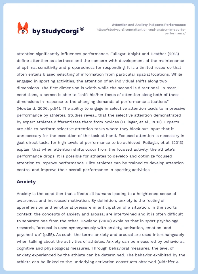 Attention and Anxiety in Sports Performance. Page 2