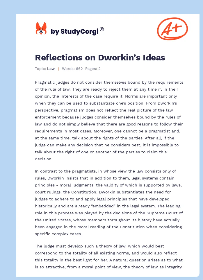 Reflections on Dworkin’s Ideas. Page 1