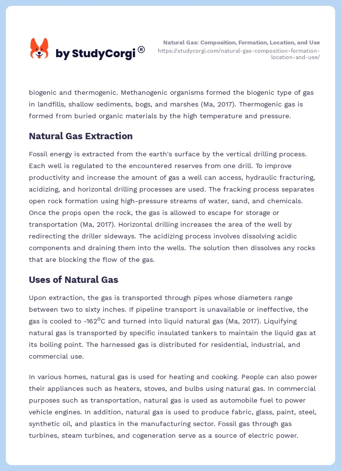 Natural Gas: Composition, Formation, Location, and Use. Page 2