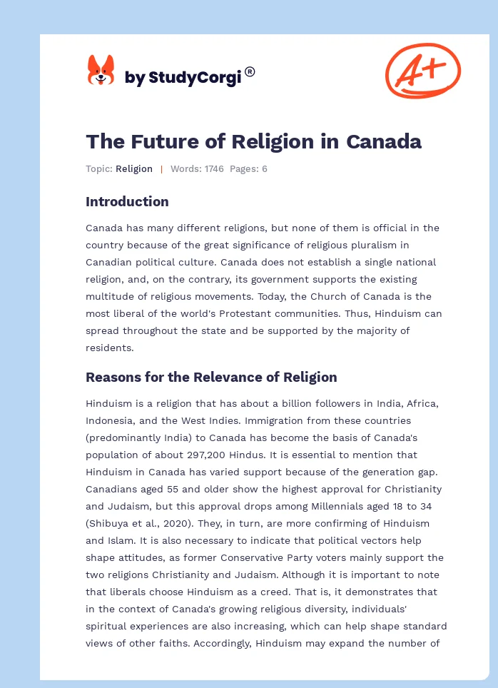 The Future of Religion in Canada. Page 1