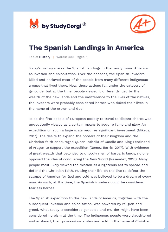 The Spanish Landings in America. Page 1