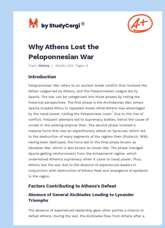 Why Athens Lost the Peloponnesian War. Page 1