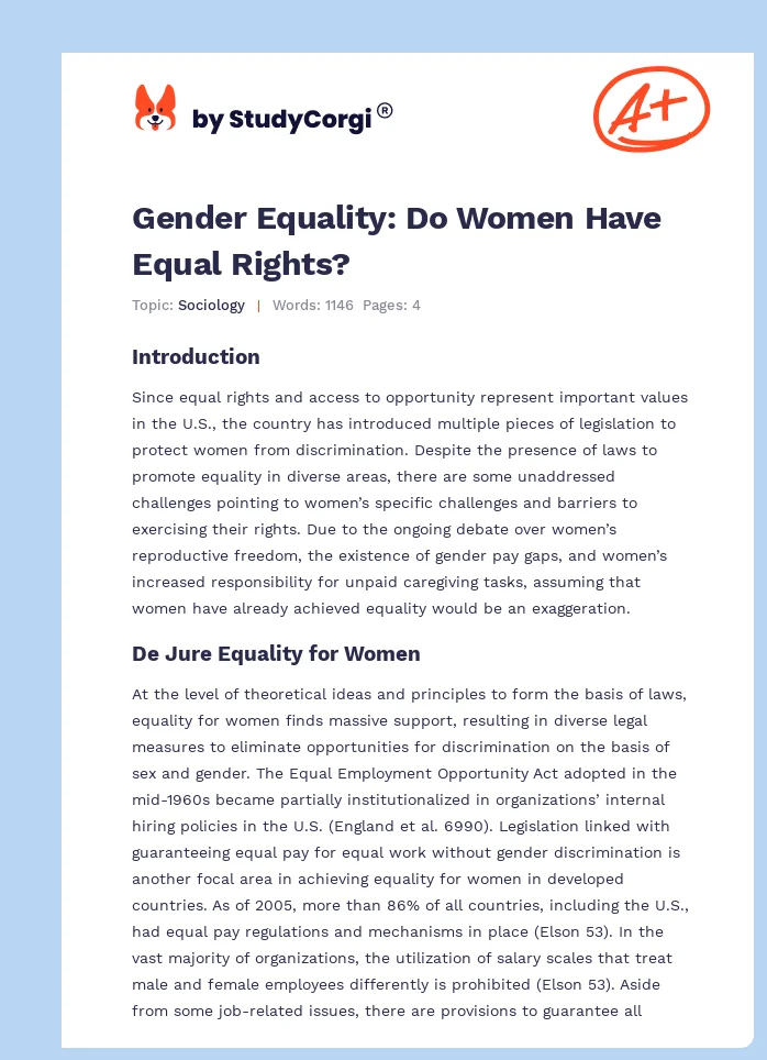 Gender Equality: Do Women Have Equal Rights?. Page 1