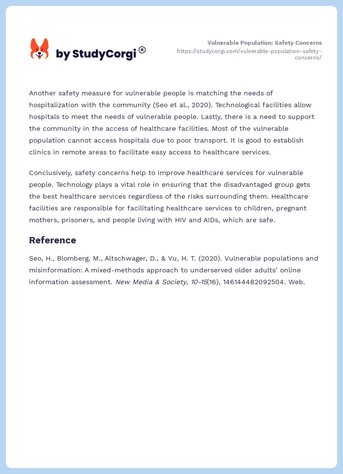 Vulnerable Population: Safety Concerns. Page 2