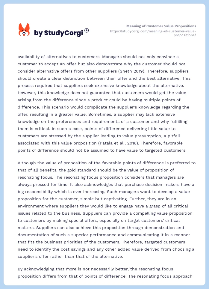 Meaning of Customer Value Propositions. Page 2