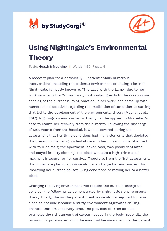 Using Nightingale’s Environmental Theory. Page 1