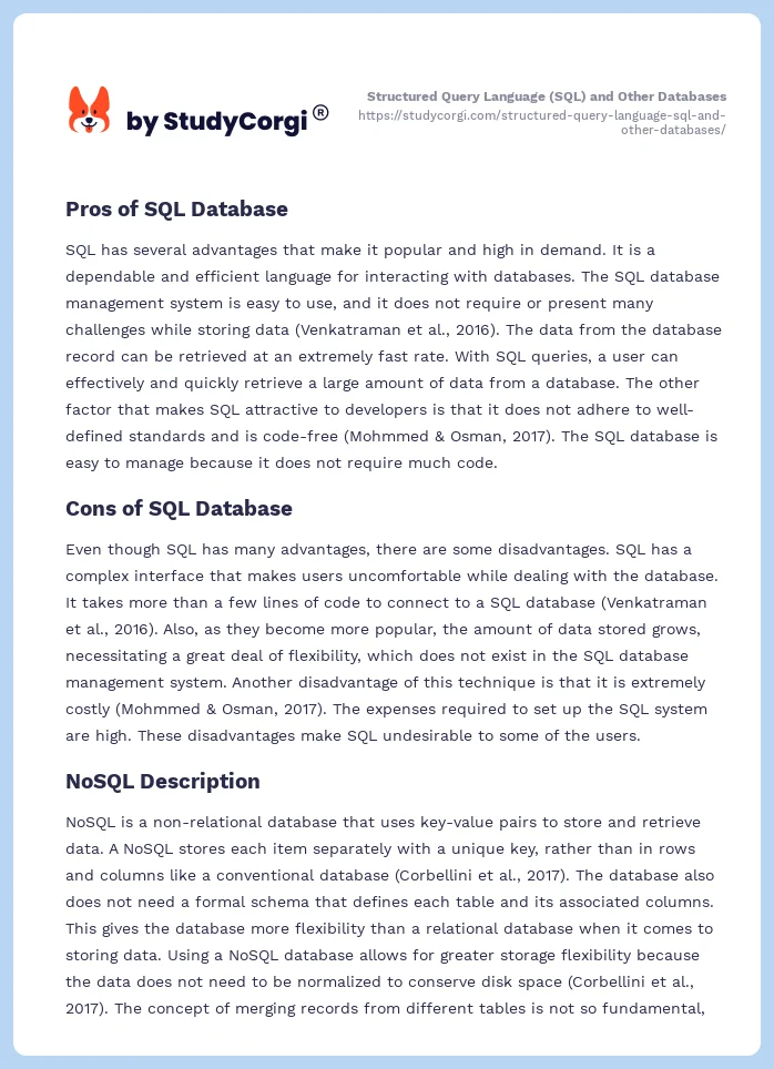 Structured Query Language (SQL) and Other Databases. Page 2