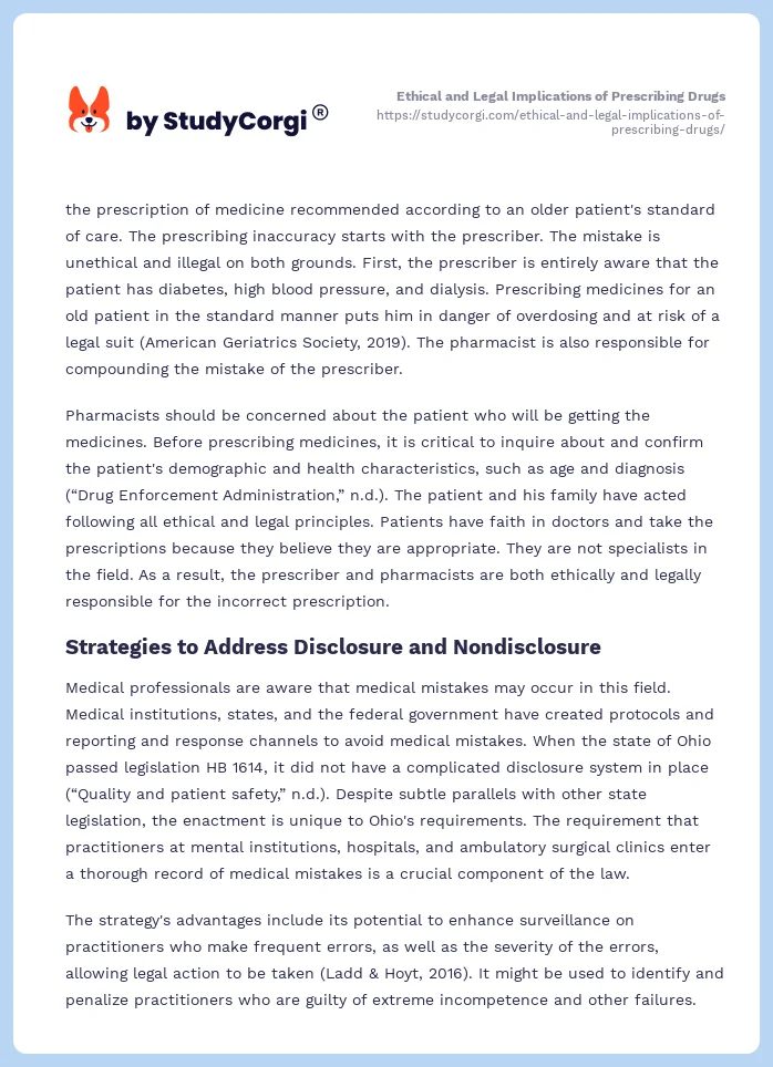 Ethical and Legal Implications of Prescribing Drugs. Page 2