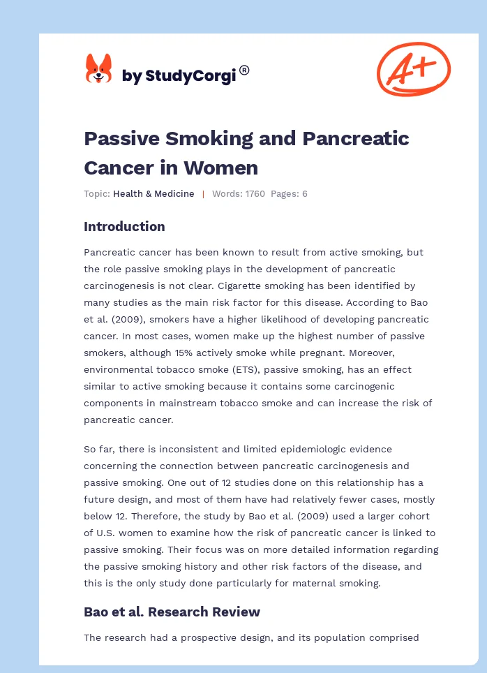 Passive Smoking and Pancreatic Cancer in Women. Page 1