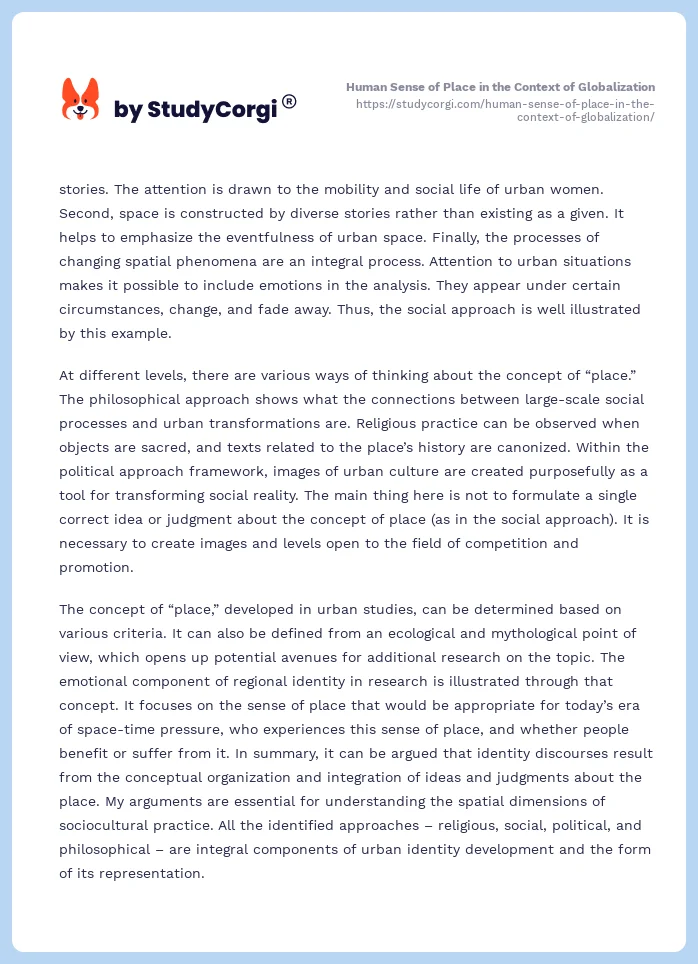 Human Sense of Place in the Context of Globalization. Page 2