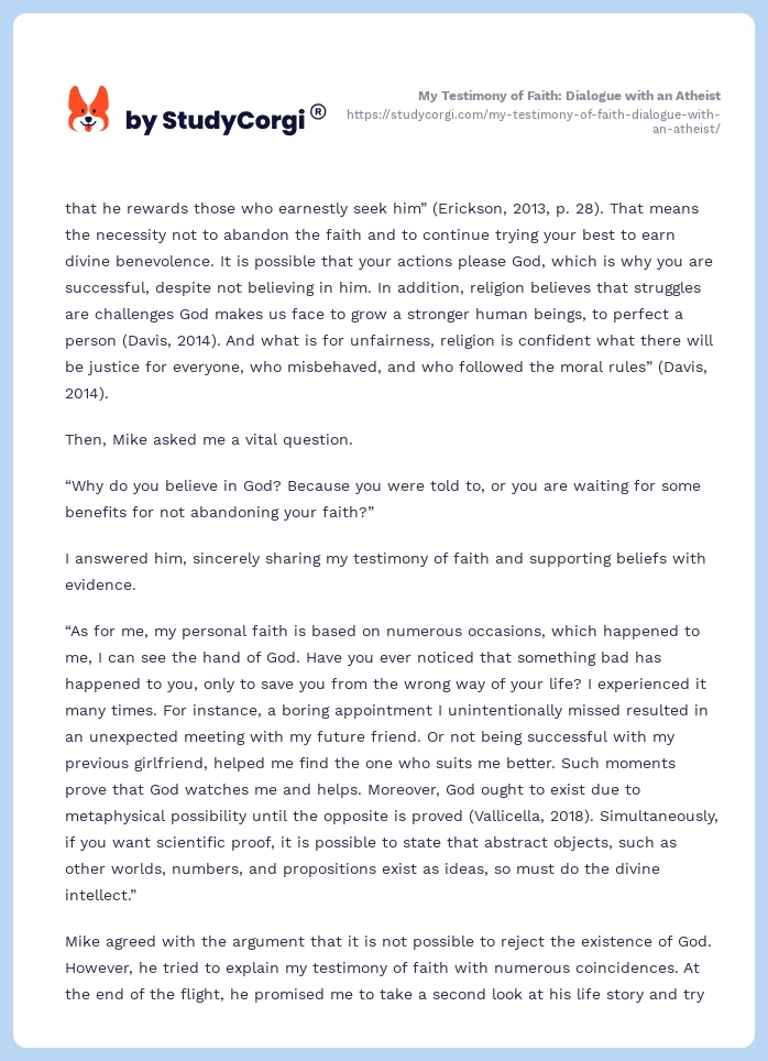 My Testimony of Faith: Dialogue with an Atheist. Page 2