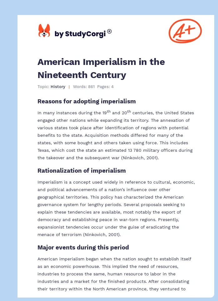 American Imperialism in the Nineteenth Century. Page 1