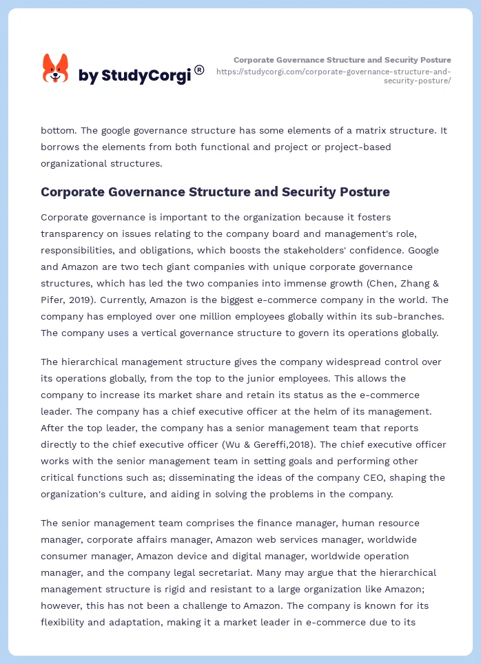 Corporate Governance Structure and Security Posture. Page 2