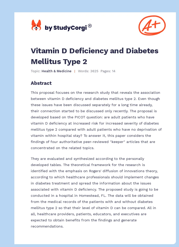 Vitamin D Deficiency and Diabetes Mellitus Type 2. Page 1