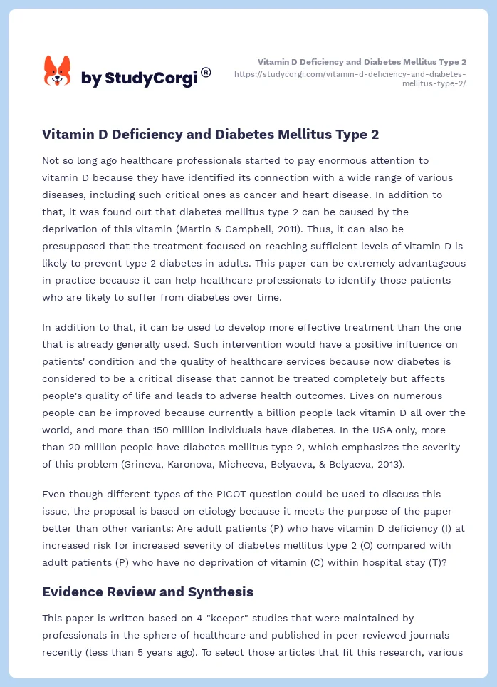 Vitamin D Deficiency and Diabetes Mellitus Type 2. Page 2